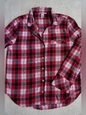 Victoria's Secret Red Pink Black Plaid Shirt